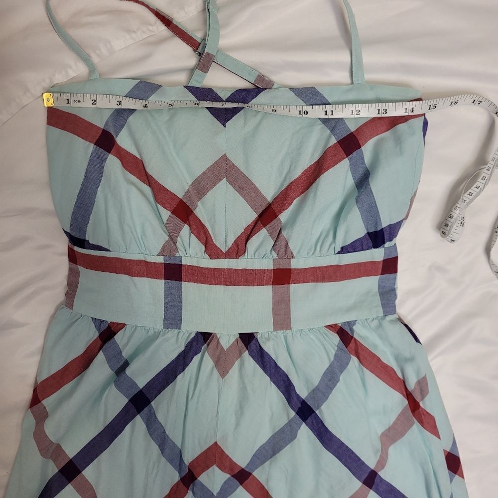 MODCLOTH blue plaid retro cross strap sun dress S - Picture 11 of 12